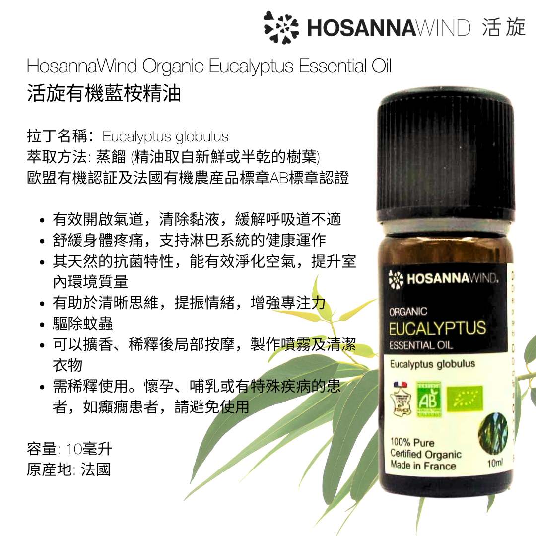 HOSANNAWIND ORGANIC EUCALYTUS ESSENTIAL OIL